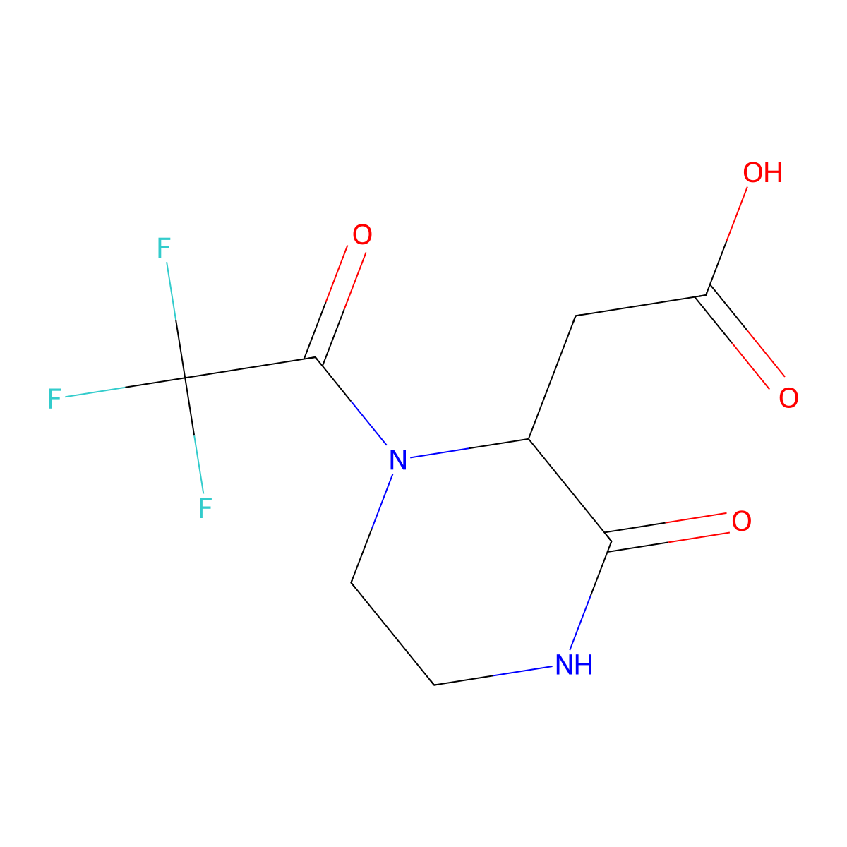 2-[3-Oxo-1-(trifluoroacetyl)piperazin-2-yl]acetic acid molecular structure, CAS 1849991-56-5