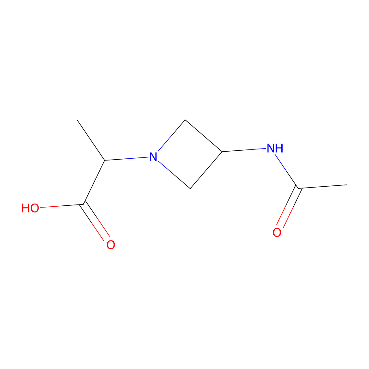 2-(3-Acetamidoazetidin-1-yl)propanoic acid molecular structure, CAS 1850013-48-7