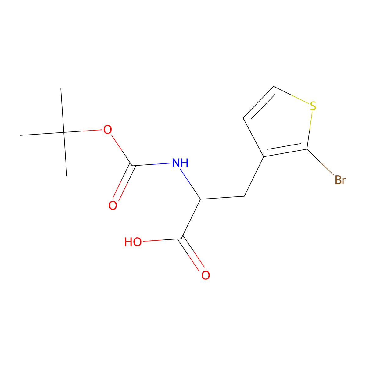 3-(2-Bromothiophen-3-yl)-2-{[(tert-butoxy)carbonyl]amino}propanoic acid molecular structure, CAS 1850045-79-2