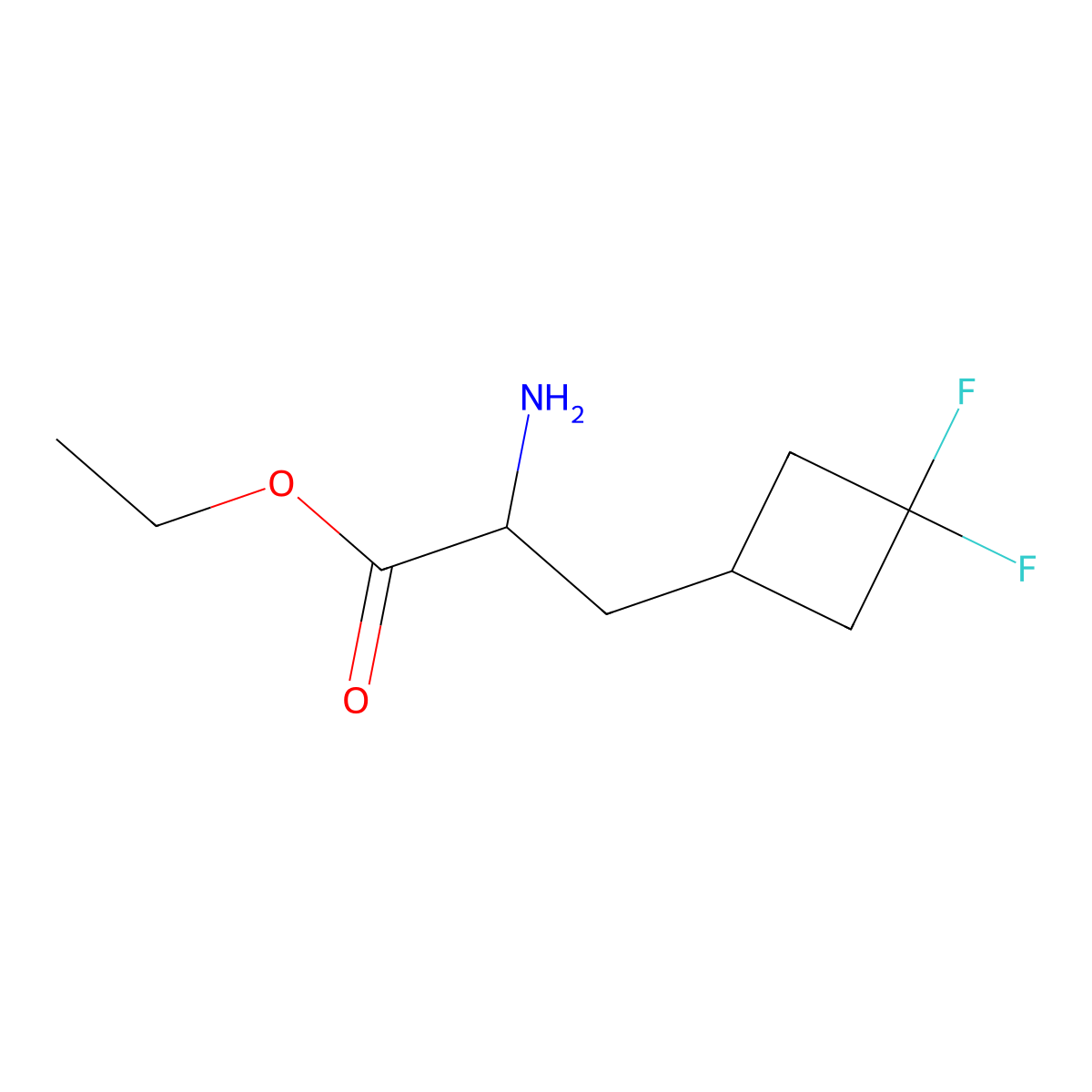 Ethyl 2-amino-3-(3,3-difluorocyclobutyl)propanoate molecular structure, CAS 1850088-02-6