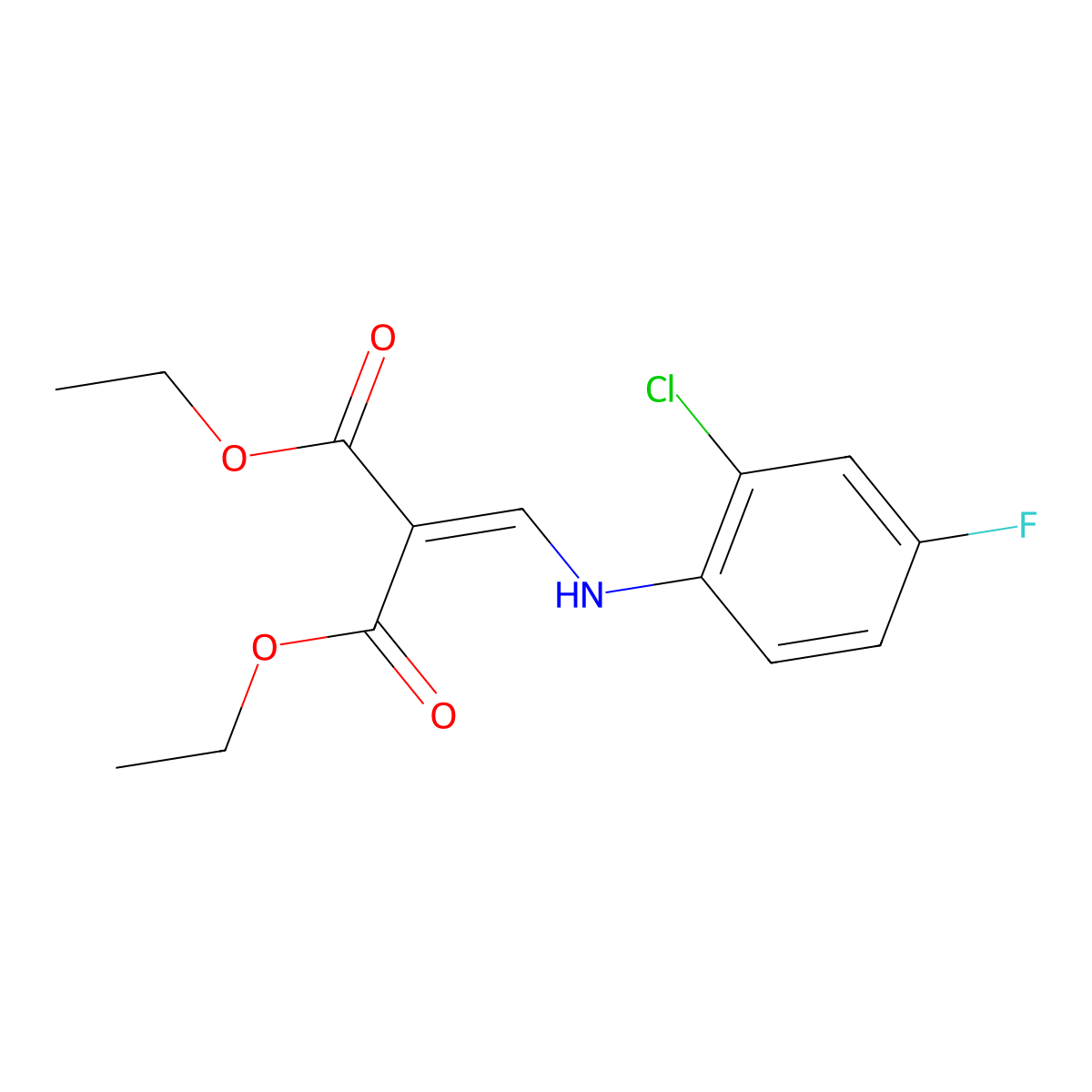 Diethyl 2-[(2-chloro-4-fluoroanilino)methylene]malonate molecular structure, CAS 185010-90-6
