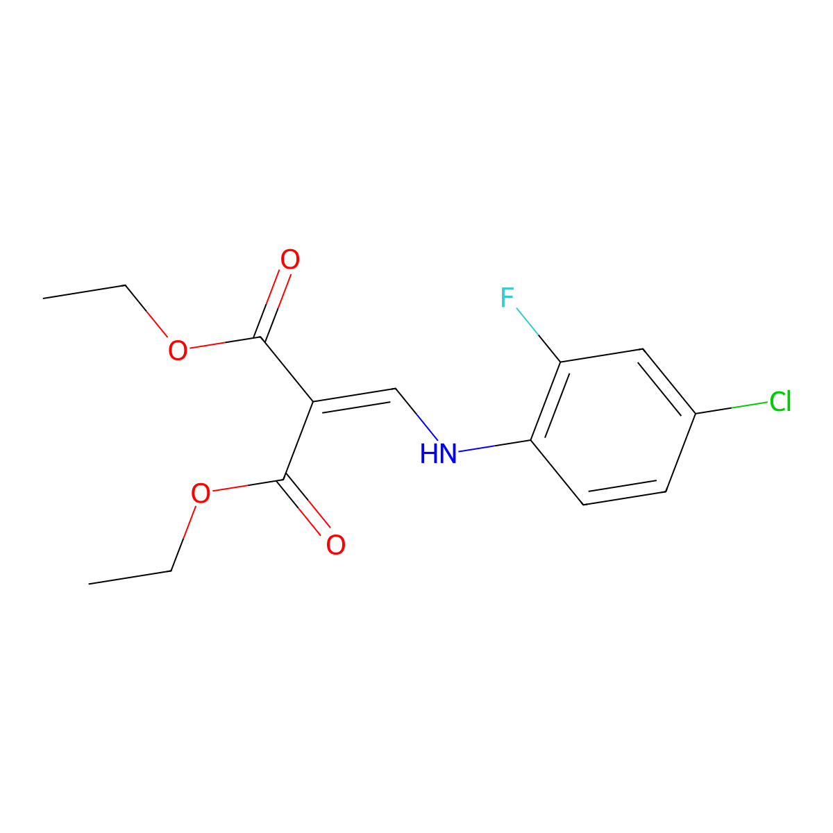 Diethyl 2-[(4-chloro-2-fluoroanilino)methylene]malonate molecular structure, CAS 185012-16-2