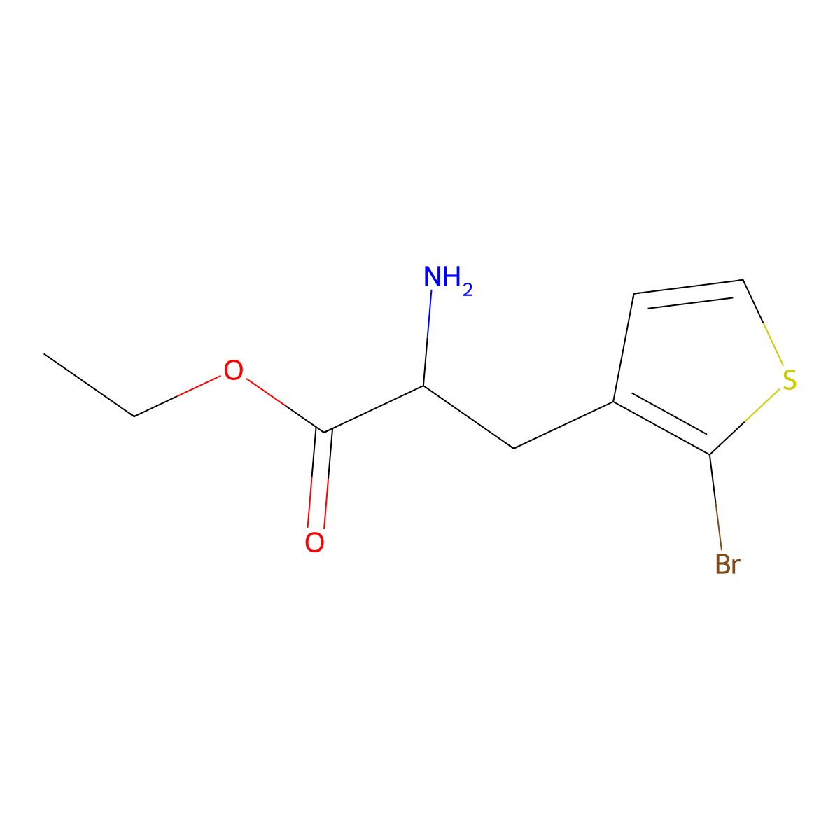 Ethyl 2-amino-3-(2-bromothiophen-3-yl)propanoate molecular structure, CAS 1850141-74-0