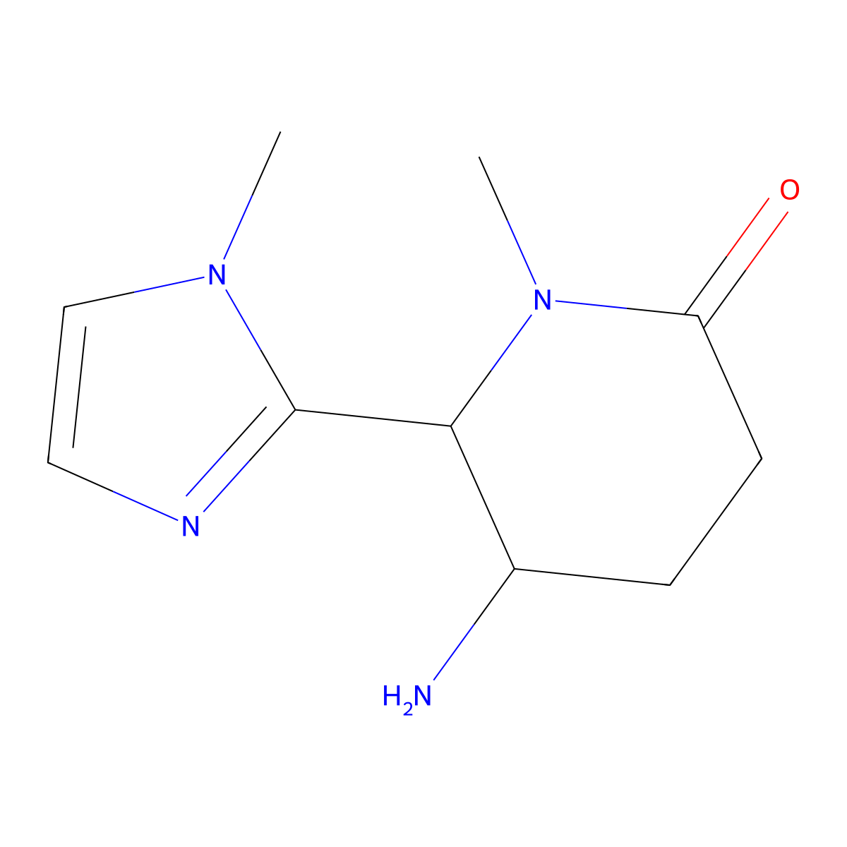 5-amino-1-methyl-6-(1-methyl-1H-imidazol-2-yl)piperidin-2-one molecular structure, CAS 1850167-26-8