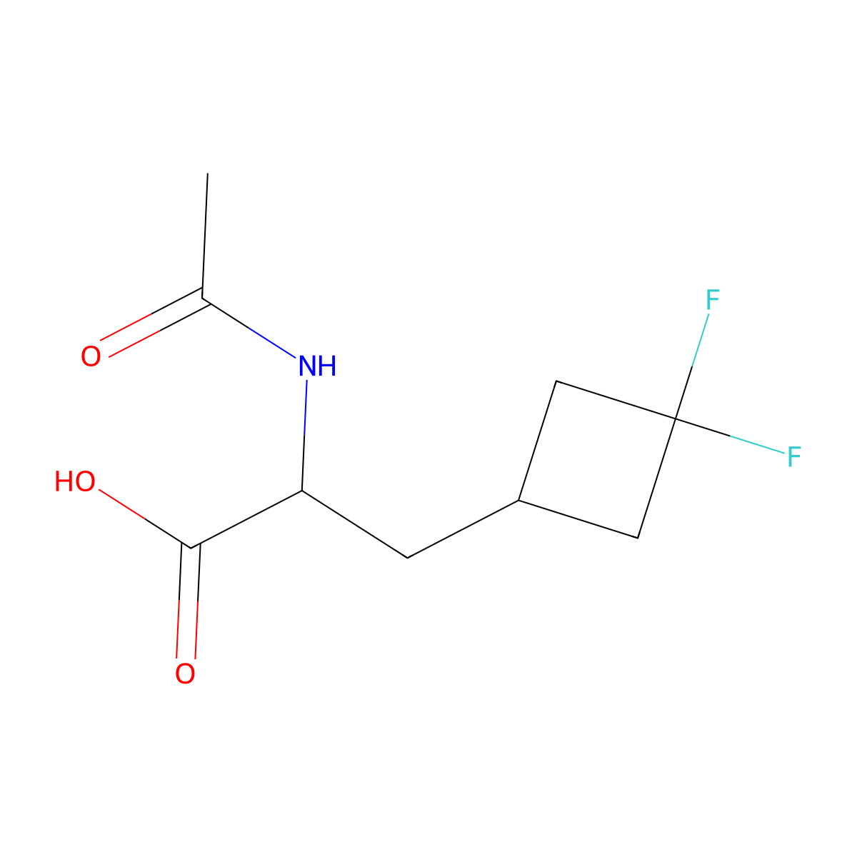 3-(3,3-Difluorocyclobutyl)-2-acetamidopropanoic acid molecular structure, CAS 1850177-79-5
