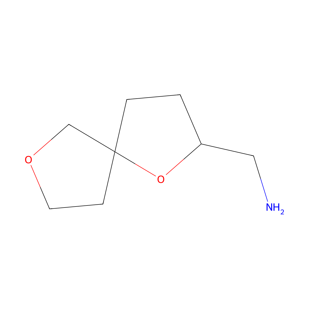 {1,7-Dioxaspiro[4.4]nonan-2-yl}methanamine molecular structure, CAS 1850191-96-6