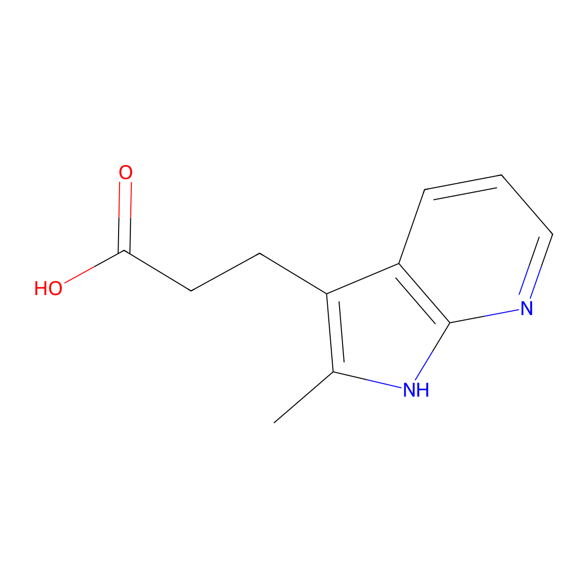 3-(2-Methyl-1H-pyrrolo[2,3-b]pyridin-3-yl)propanoic acid molecular structure, CAS 18502-18-6