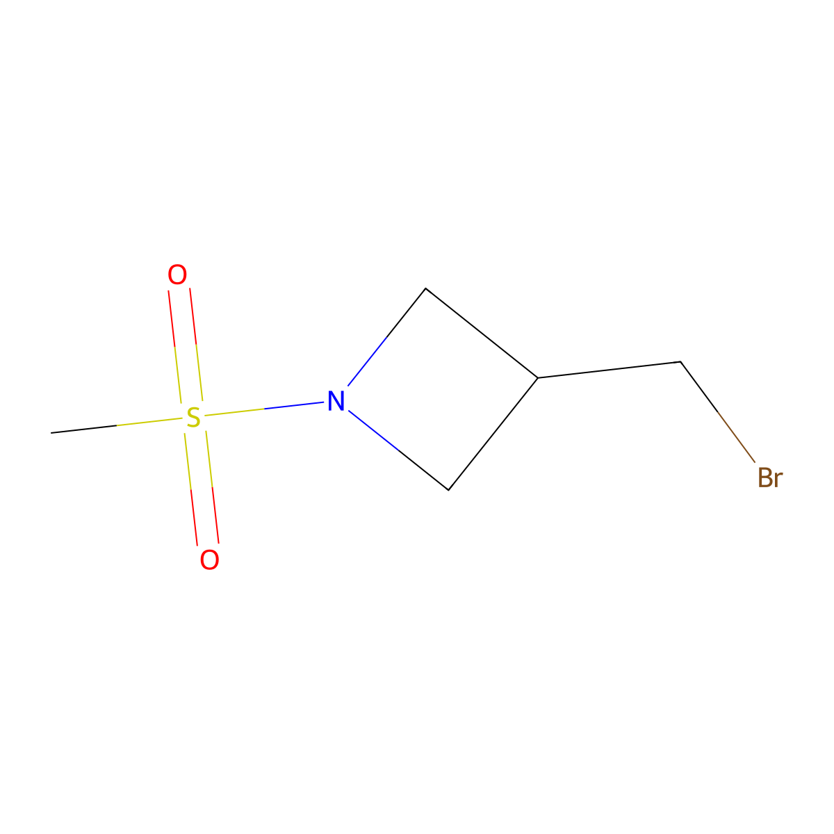 3-(Bromomethyl)-1-methanesulfonylazetidine molecular structure, CAS 1850205-92-3