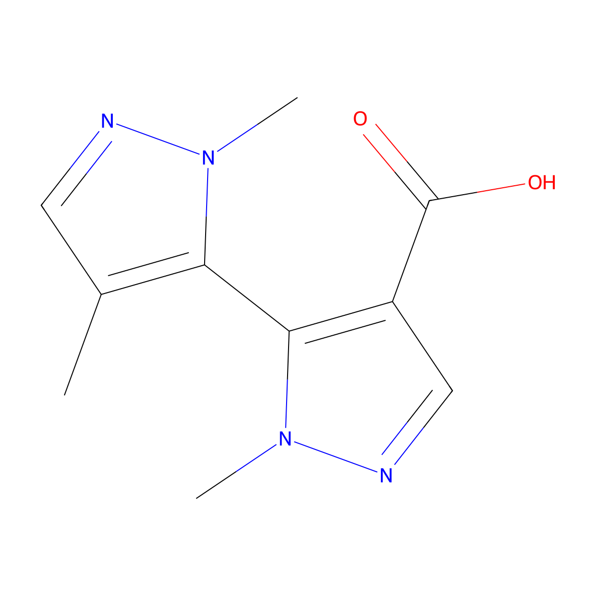 5-(1,4-dimethyl-1H-pyrazol-5-yl)-1-methyl-1H-pyrazole-4-carboxylic acid molecular structure, CAS 1850220-33-5