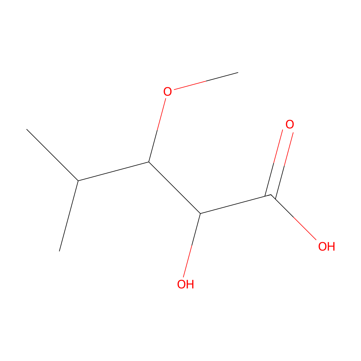 2-Hydroxy-3-methoxy-4-methylpentanoic acid molecular structure, CAS 1850229-35-4