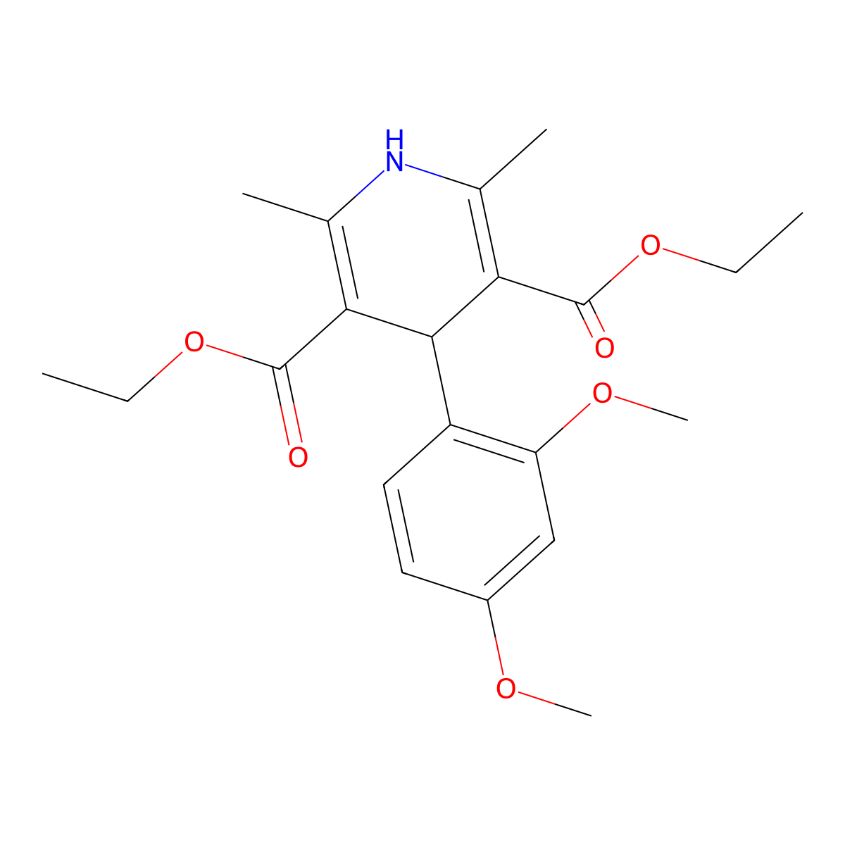 Diethyl 4-(2,4-dimethoxyphenyl)-2,6-dimethyl-1,4-dihydropyridine-3,5-dicarboxylate molecular structure, CAS 185023-76-1