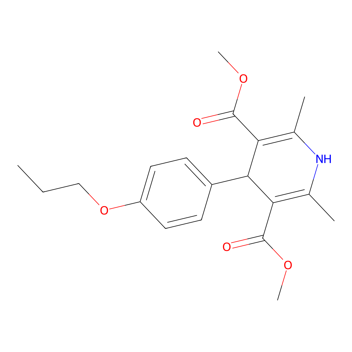 Dimethyl 2,6-dimethyl-4-(4-propoxyphenyl)-1,4-dihydropyridine-3,5-dicarboxylate molecular structure, CAS 185023-78-3
