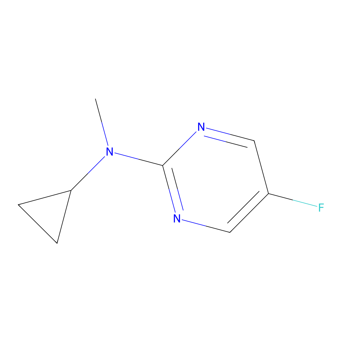 N-cyclopropyl-5-fluoro-N-methylpyrimidin-2-amine molecular structure, CAS 1850242-22-6