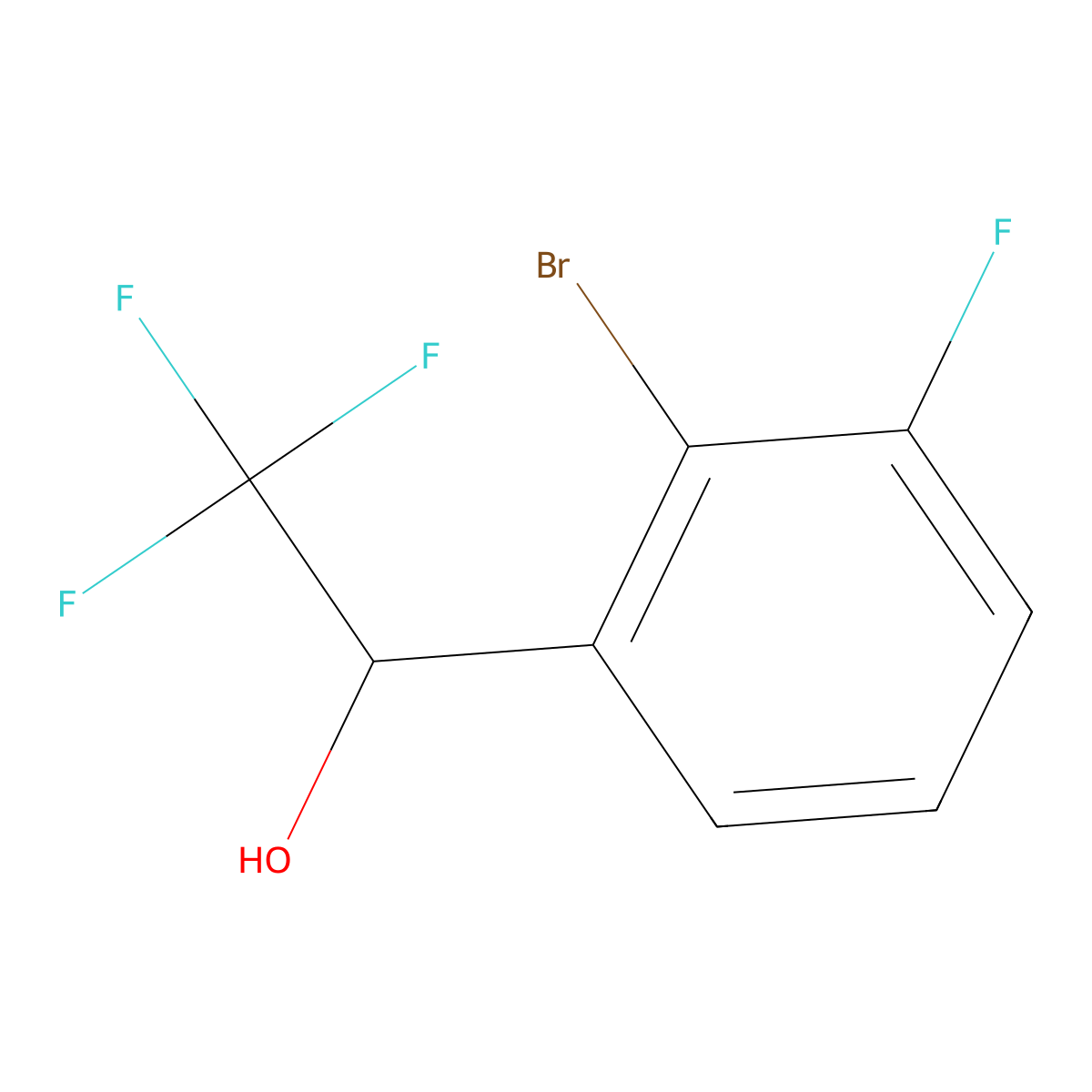 1-(2-Bromo-3-fluorophenyl)-2,2,2-trifluoroethan-1-ol molecular structure, CAS 1850248-08-6