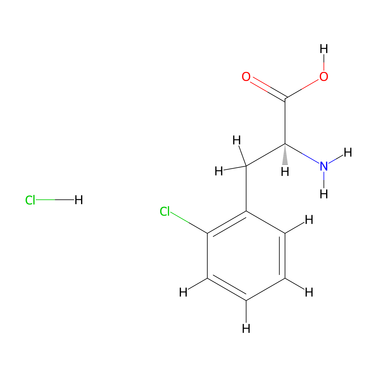 (S)-2-Amino-3-(2-chlorophenyl)propanoic acid hydrochloride molecular structure, CAS 185030-83-5