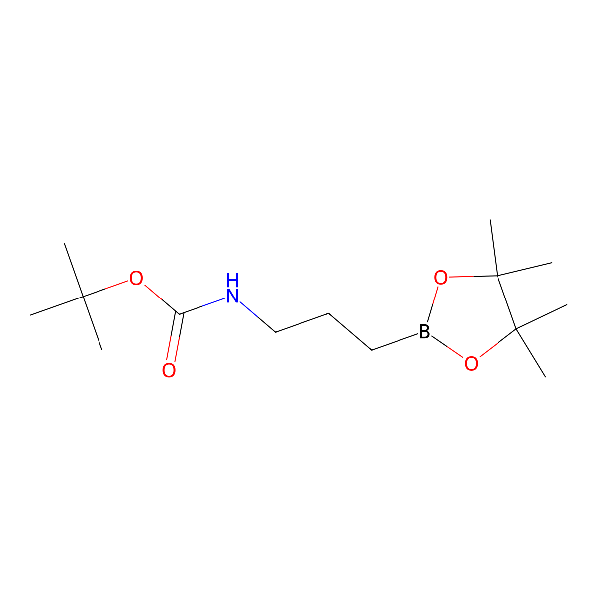tert-butyl N-[3-(tetramethyl-1,3,2-dioxaborolan-2-yl)propyl]carbamate molecular structure, CAS 1850305-80-4