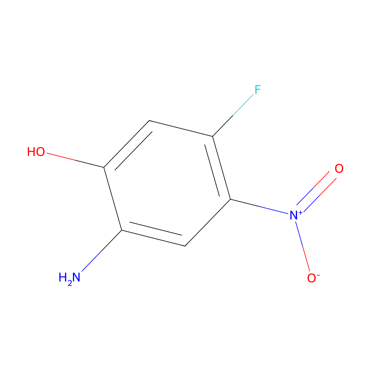 2-Amino-5-fluoro-4-nitrophenol molecular structure, CAS 1850312-96-7