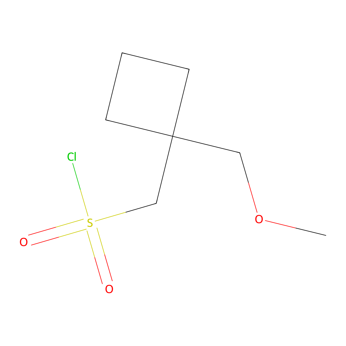(1-(Methoxymethyl)cyclobutyl)methanesulfonyl chloride molecular structure, CAS 1850318-98-7