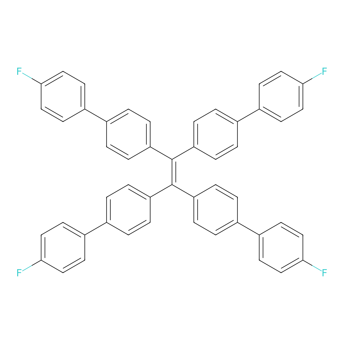 1,1,2,2-Tetrakis(4'-fluoro-[1,1'-biphenyl]-4-yl)ethene molecular structure, CAS 1850363-90-4