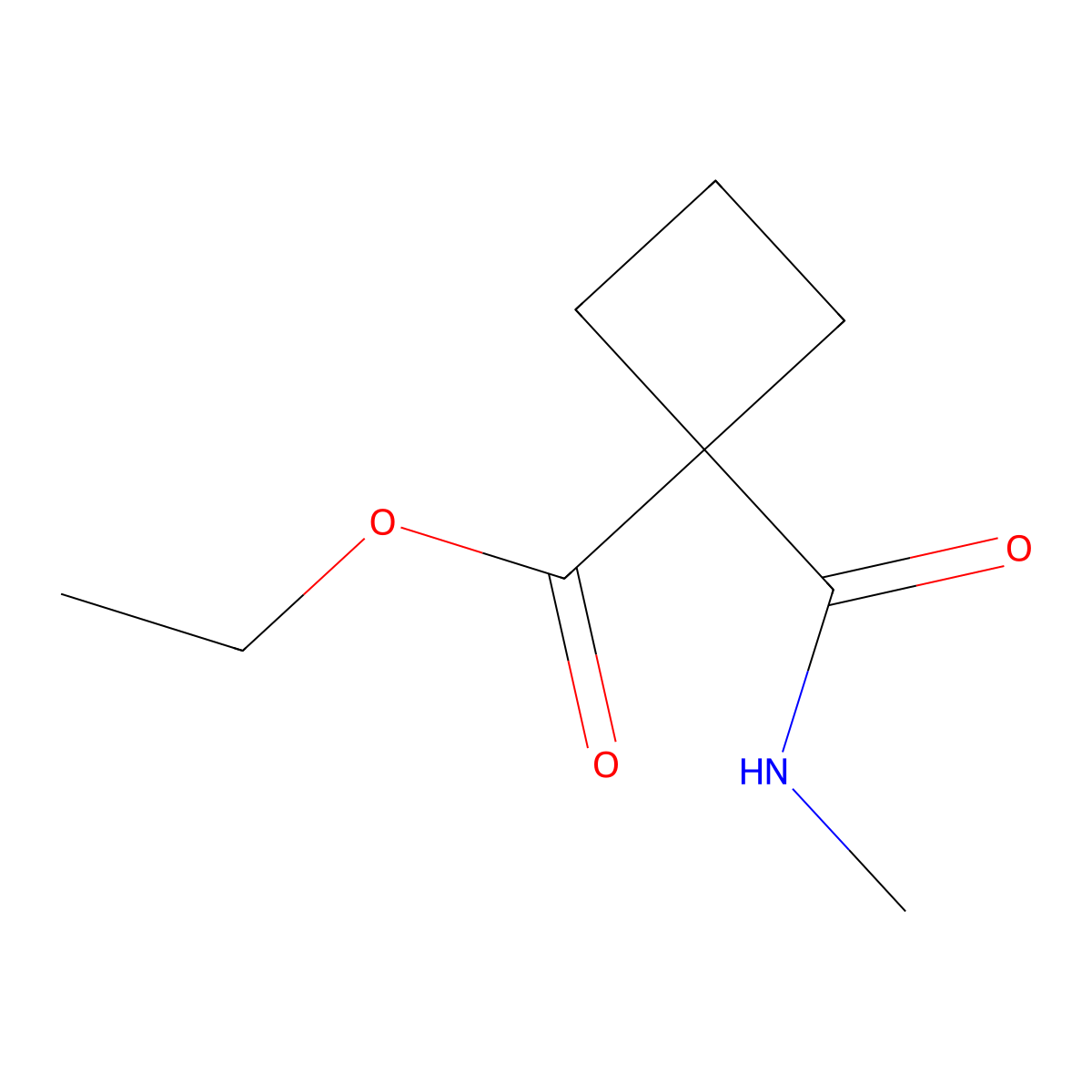 Ehyl 1-(methylcarbamoyl)cyclobutane-1-carboxylate molecular structure, CAS 1850376-49-6