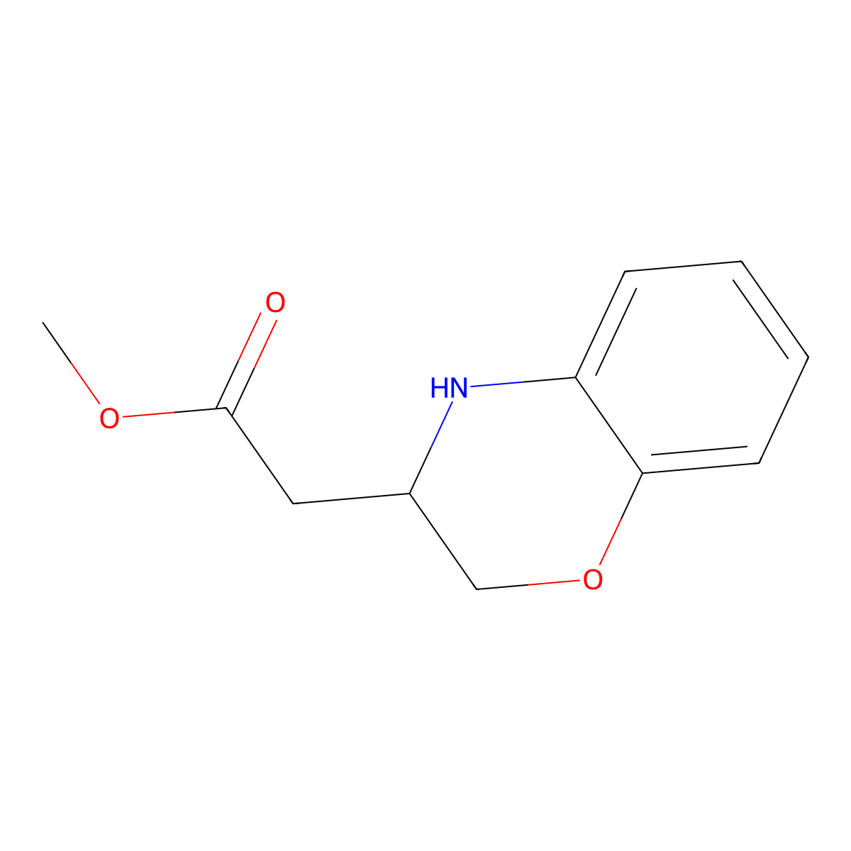 methyl 2-(3,4-dihydro-2H-1,4-benzoxazin-3-yl)acetate molecular structure, CAS 1850385-75-9