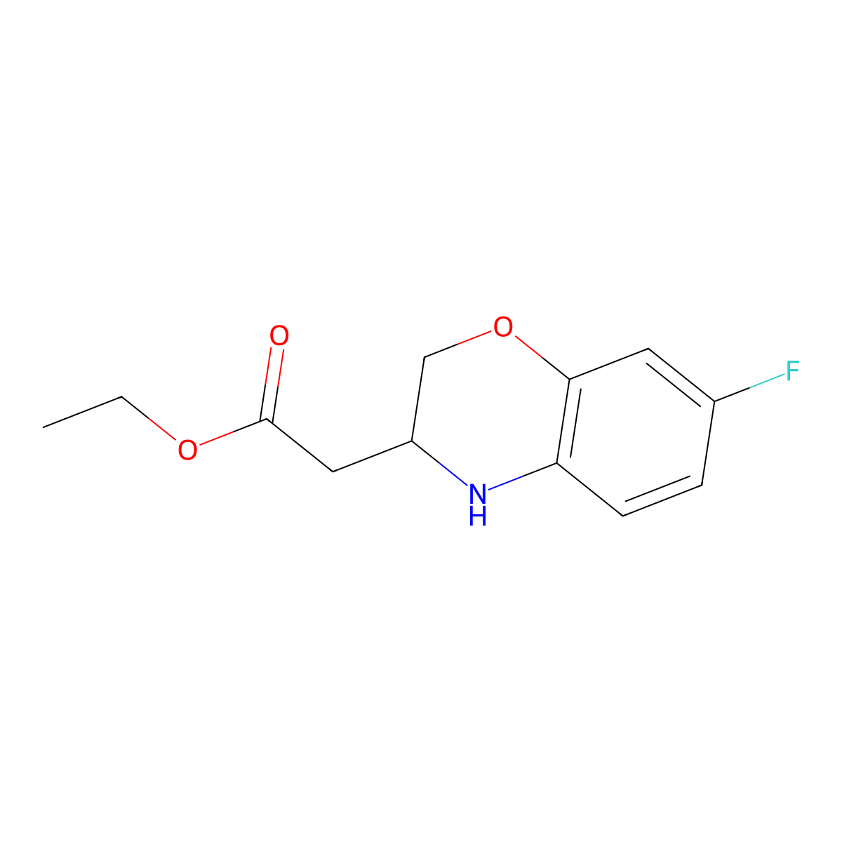ethyl 2-[(3S)-7-fluoro-3,4-dihydro-2H-1,4-benzoxazin-3-yl]acetate molecular structure, CAS 1850385-83-9