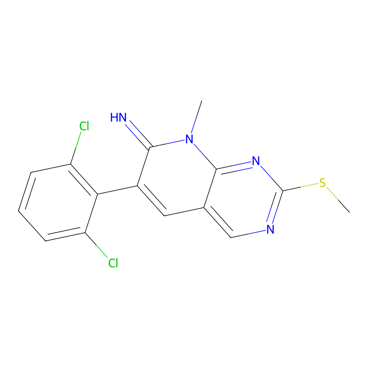 6-(2,6-Dichlorophenyl)-8-methyl-2-(methylthio)pyrido[2,3-d]pyrimidin-7(8H)-imine molecular structure, CAS 185039-29-6