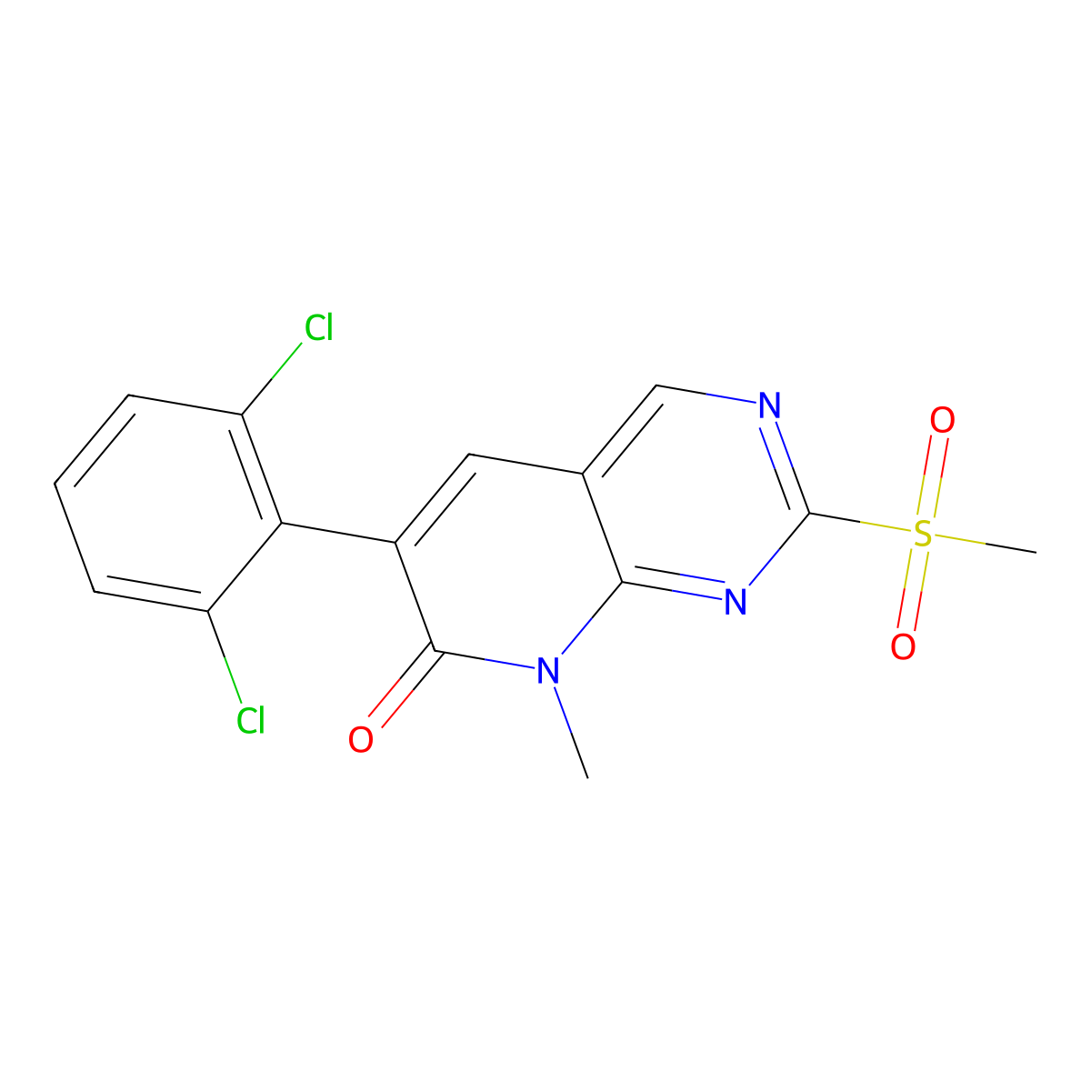 6-(2,6-Dichlorophenyl)-8-methyl-2-methylsulfonyl-8H-pyrido[2,3-d]pyrimidin-7-one molecular structure, CAS 185039-48-9