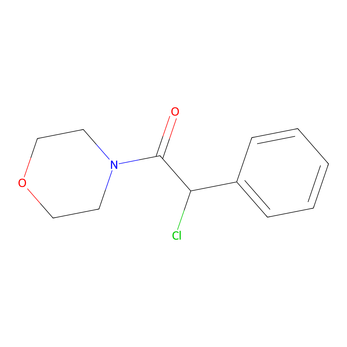 2-Chloro-1-(morpholin-4-yl)-2-phenylethan-1-one molecular structure, CAS 18504-71-7