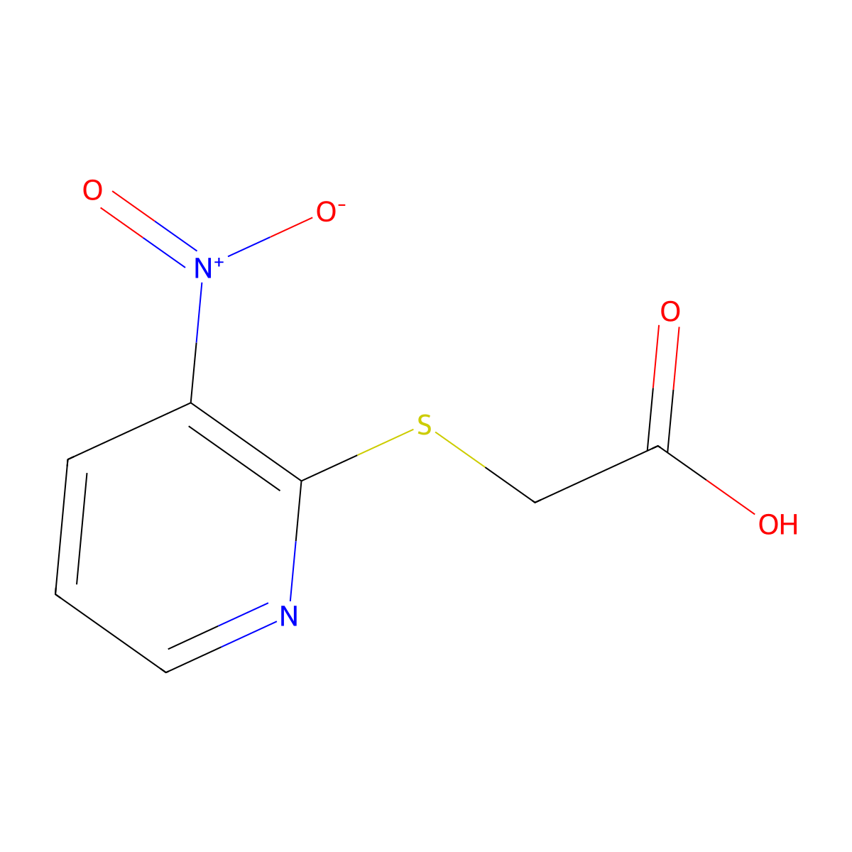 2-[(3-Nitro-2-pyridyl)thio]acetic acid molecular structure, CAS 18504-80-8