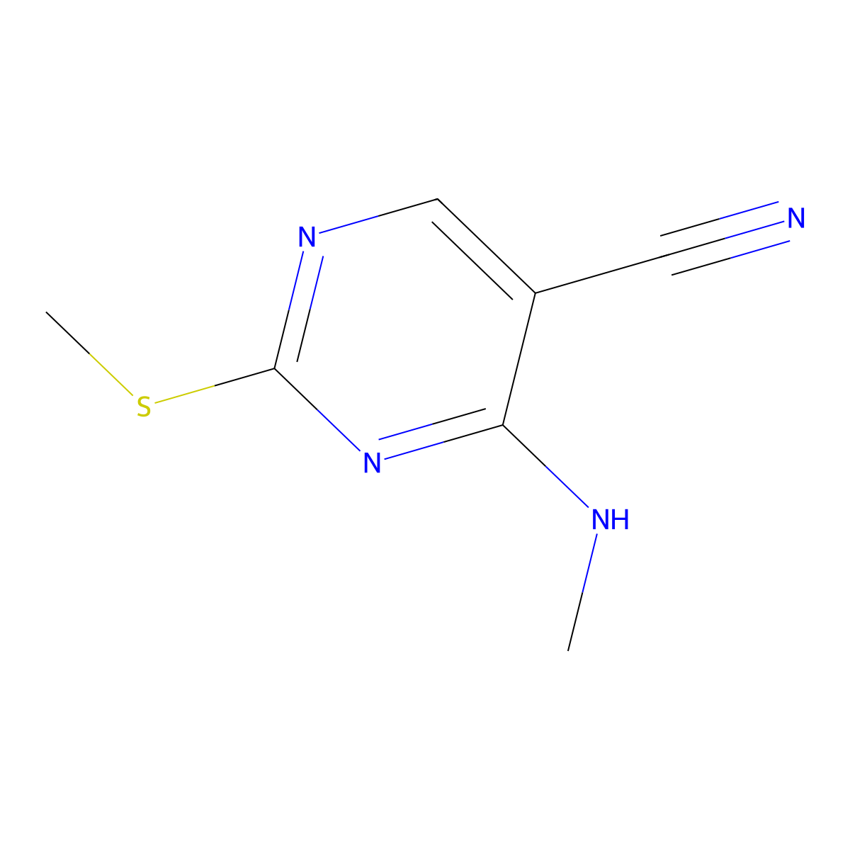 4-(Methylamino)-2-(methylthio)pyrimidine-5-carbonitrile molecular structure, CAS 185040-27-1