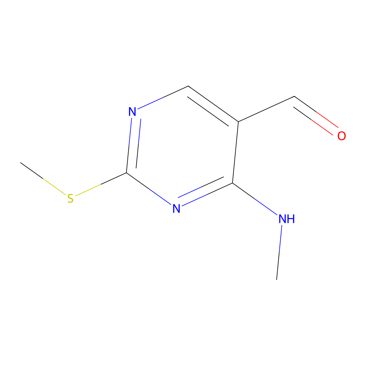 4-(Methylamino)-2-(methylthio)pyrimidine-5-carbaldehyde molecular structure, CAS 185040-32-8