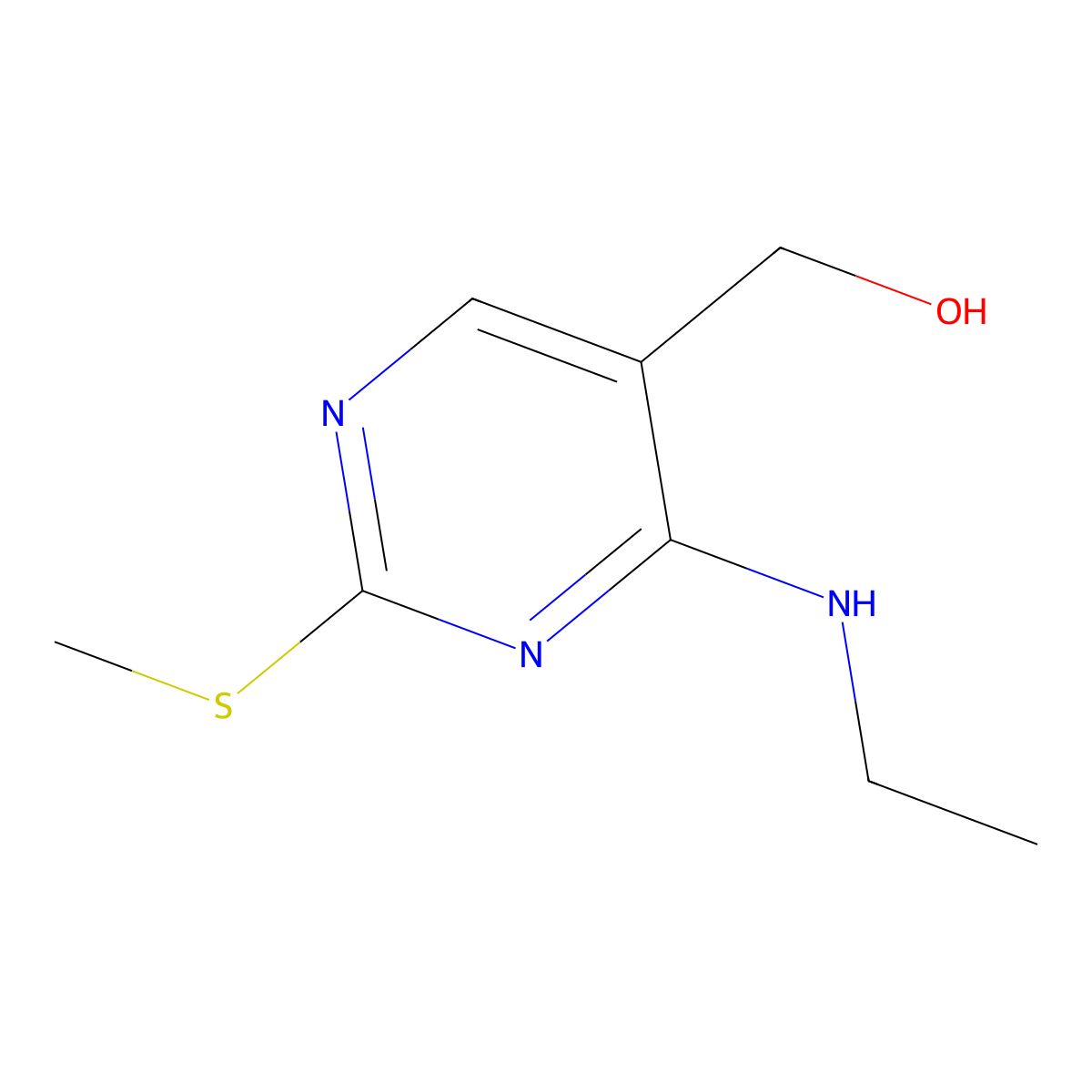 (4-(Ethylamino)-2-(methylthio)pyrimidin-5-yl)methanol molecular structure, CAS 185040-34-0