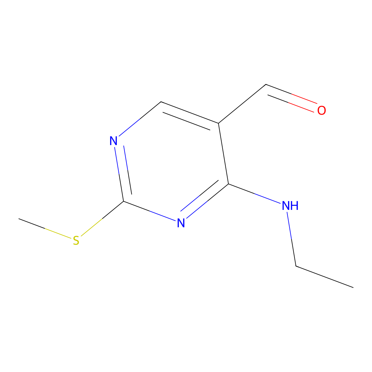 4-(Ethylamino)-2-(methylthio)pyrimidine-5-carbaldehyde molecular structure, CAS 185040-35-1