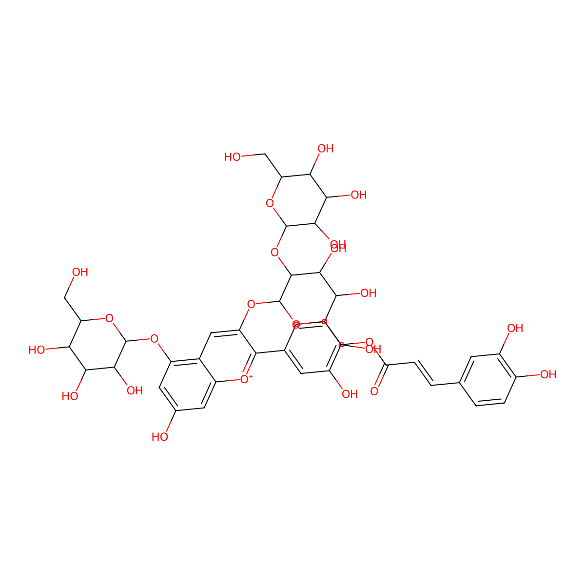Cyanidin 3-caffeoylsophoroside 5-glucoside molecular structure, CAS 185044-12-6
