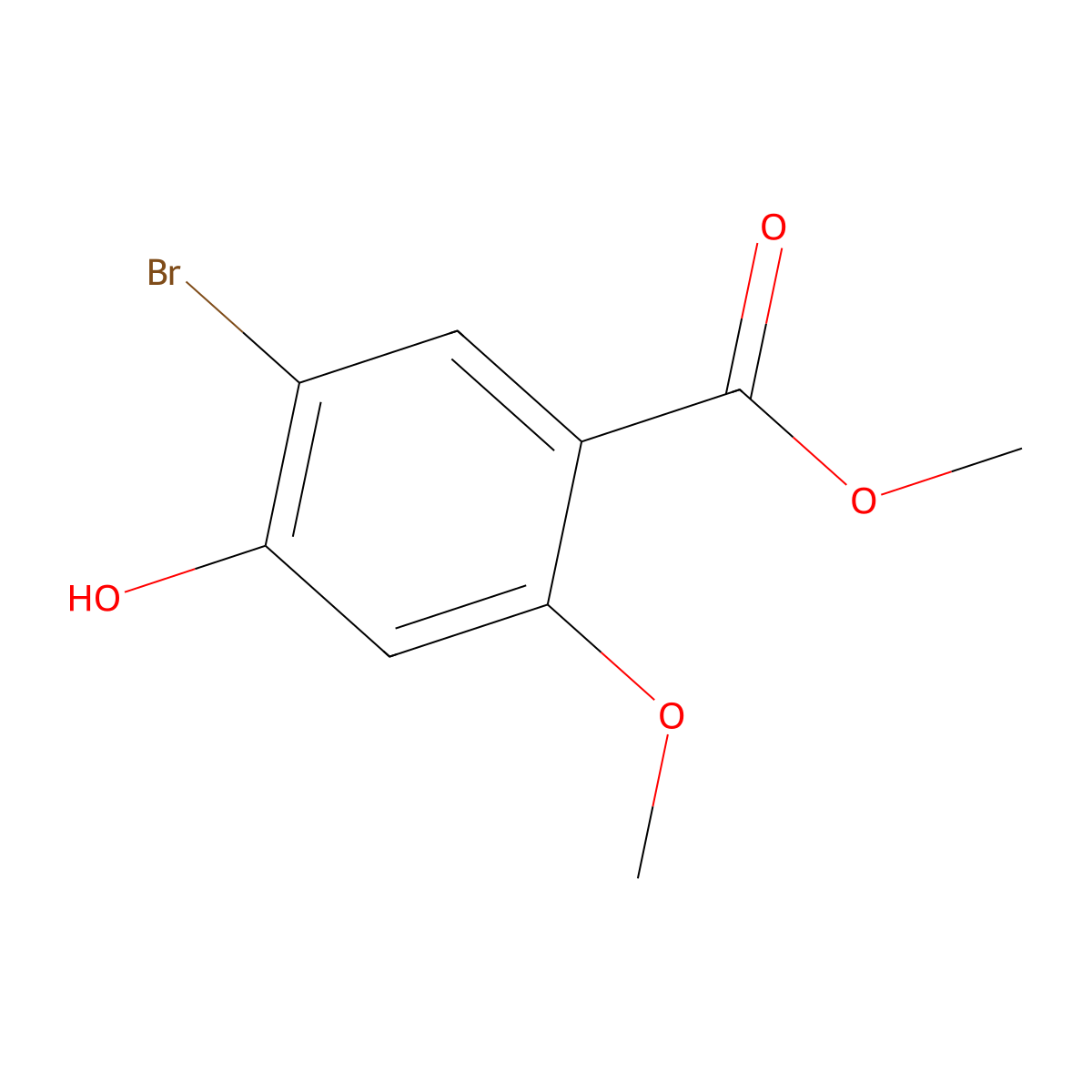 Methyl 5-bromo-4-hydroxy-2-methoxybenzoate molecular structure, CAS 185050-77-5