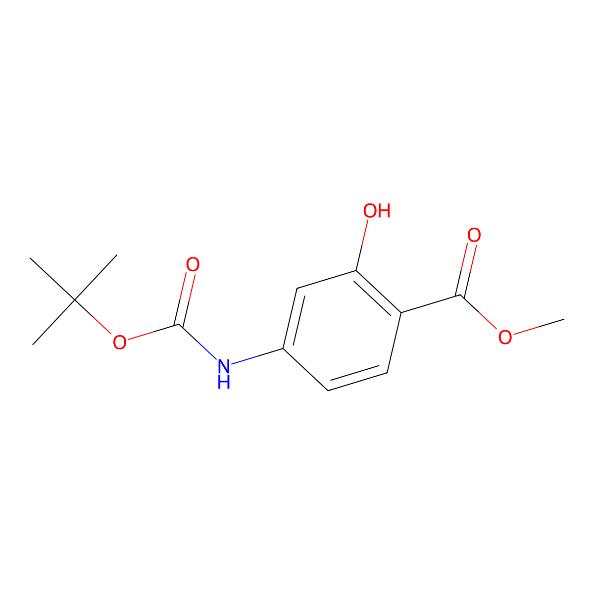 Methyl 4-(tert-butoxycarbonylamino)-2-hydroxybenzoate molecular structure, CAS 185050-94-6