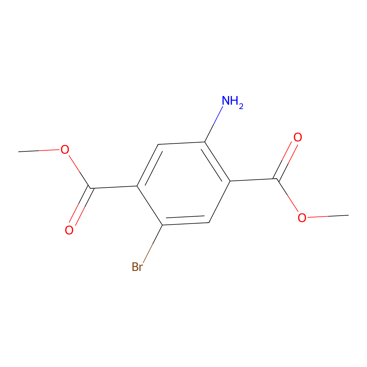 Dimethyl 2-amino-5-bromobenzene-1,4-dicarboxylate molecular structure, CAS 185051-42-7