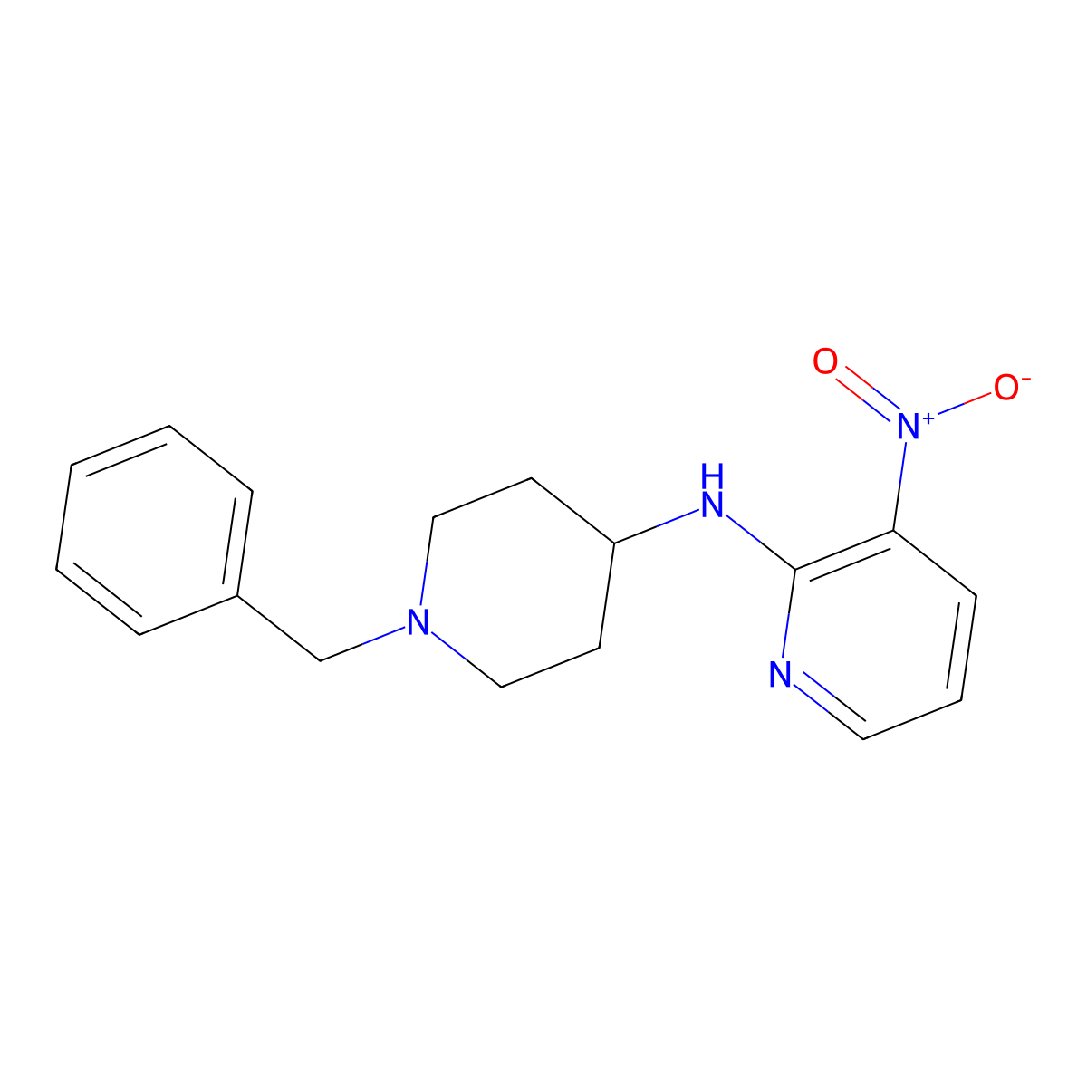 N-(1-benzylpiperidin-4-yl)-3-nitropyridin-2-amine molecular structure, CAS 185058-54-2