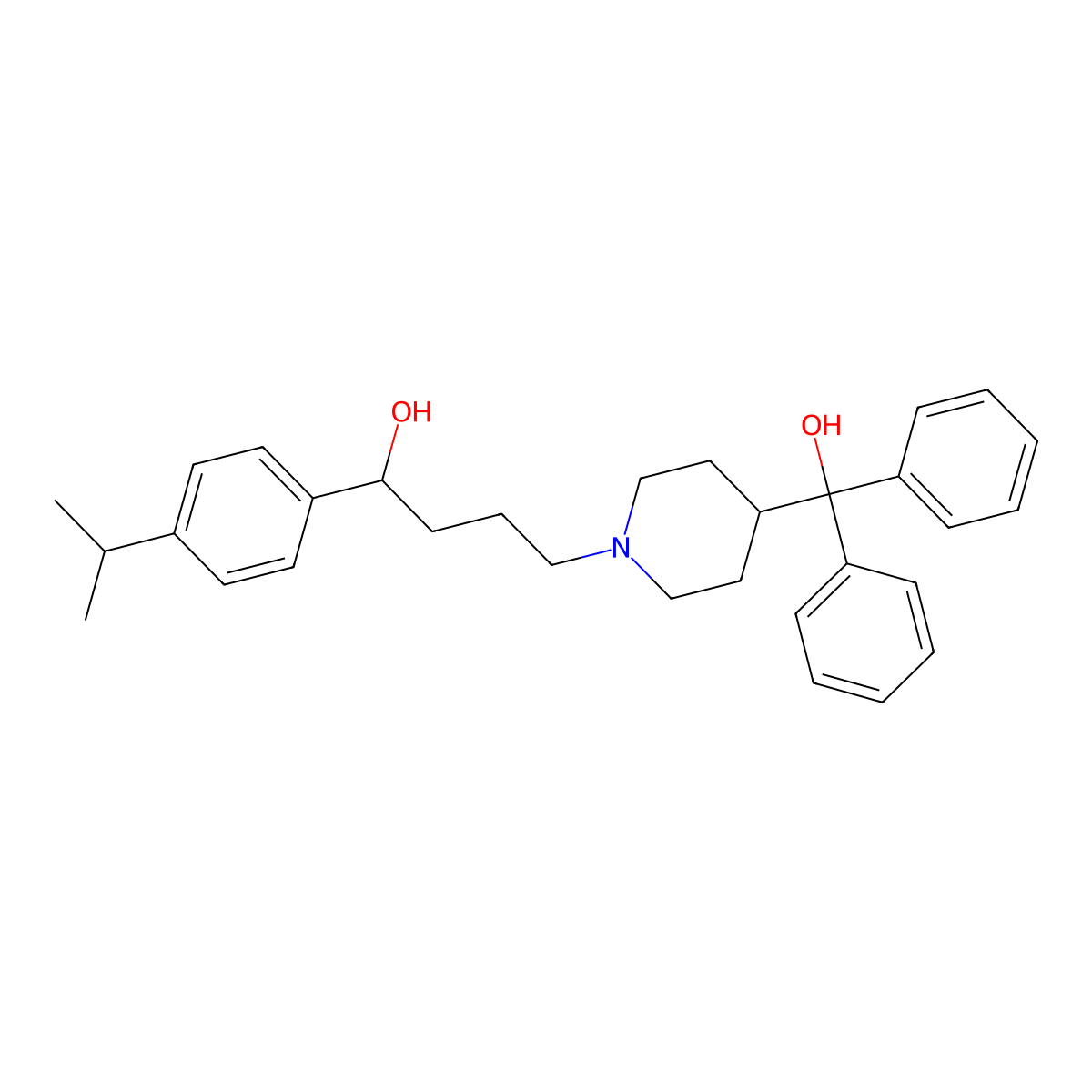 1-Piperidinebutanol, 4-(hydroxydiphenylmethyl)-alpha-(4-(1-methylethyl)phenyl)- molecular structure, CAS 185066-37-9