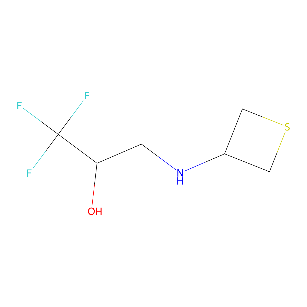 1,1,1-Trifluoro-3-(thietan-3-ylamino)propan-2-ol molecular structure, CAS 1850692-98-6