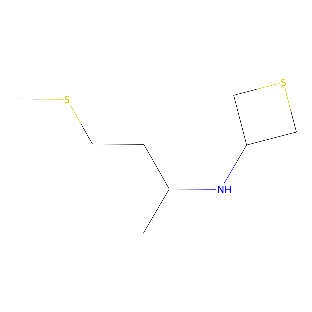 N-(4-(Methylthio)butan-2-yl)thietan-3-amine molecular structure, CAS 1850753-02-4