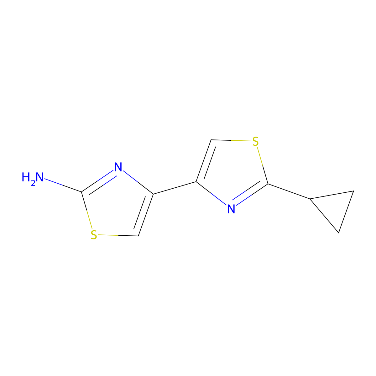 4-(2-Cyclopropyl-1,3-thiazol-4-yl)-1,3-thiazol-2-amine molecular structure, CAS 1850823-93-6