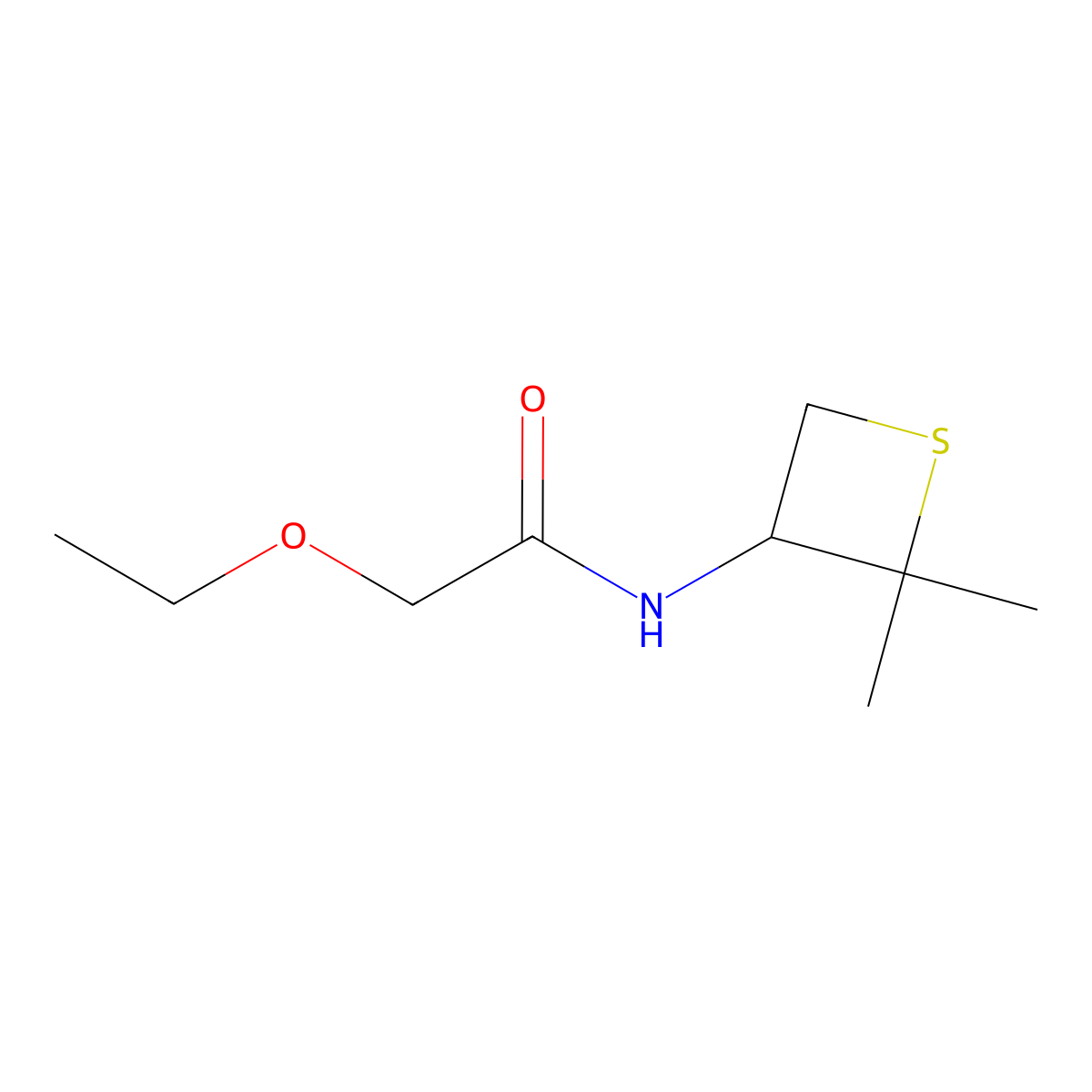 N-(2,2-Dimethylthietan-3-yl)-2-ethoxyacetamide molecular structure, CAS 1850833-67-8