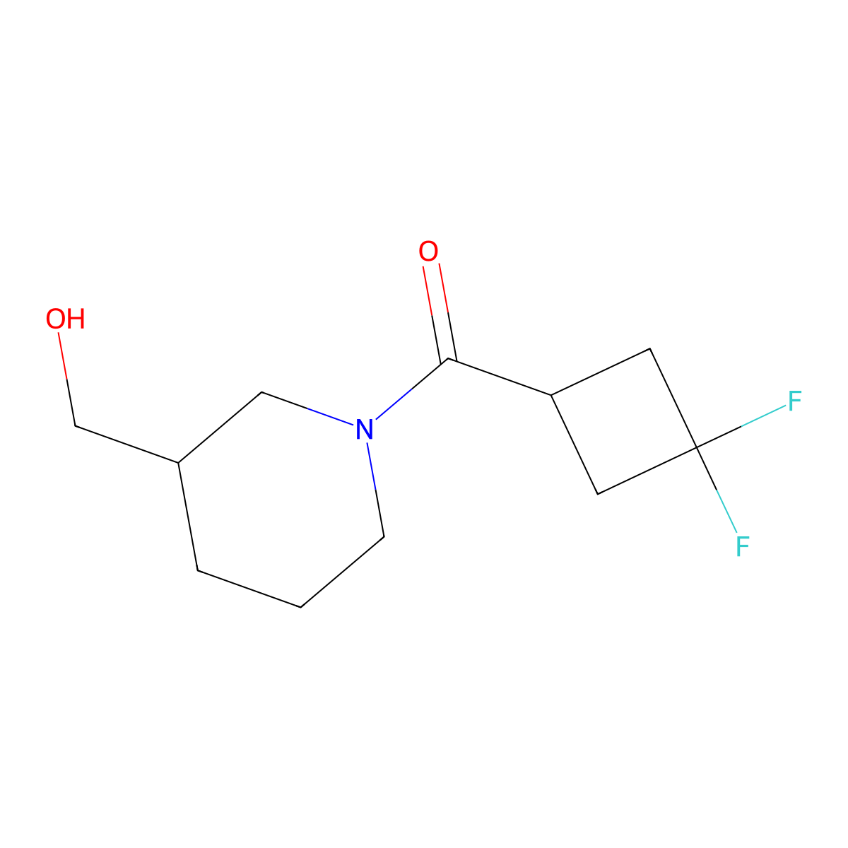 [1-(3,3-Difluorocyclobutanecarbonyl)piperidin-3-yl]methanol molecular structure, CAS 1850849-10-3