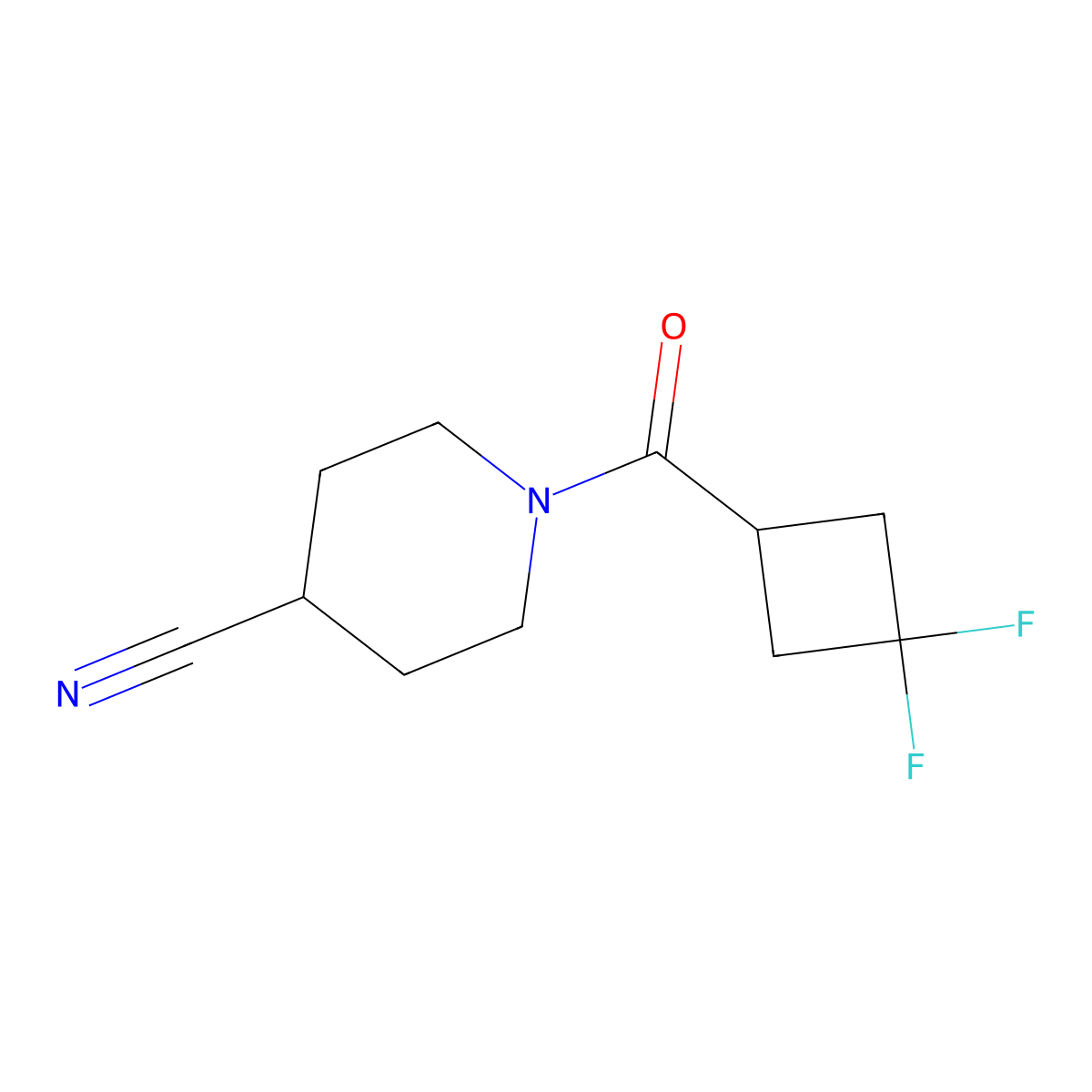 1-(3,3-Difluorocyclobutanecarbonyl)piperidine-4-carbonitrile molecular structure, CAS 1850849-61-4