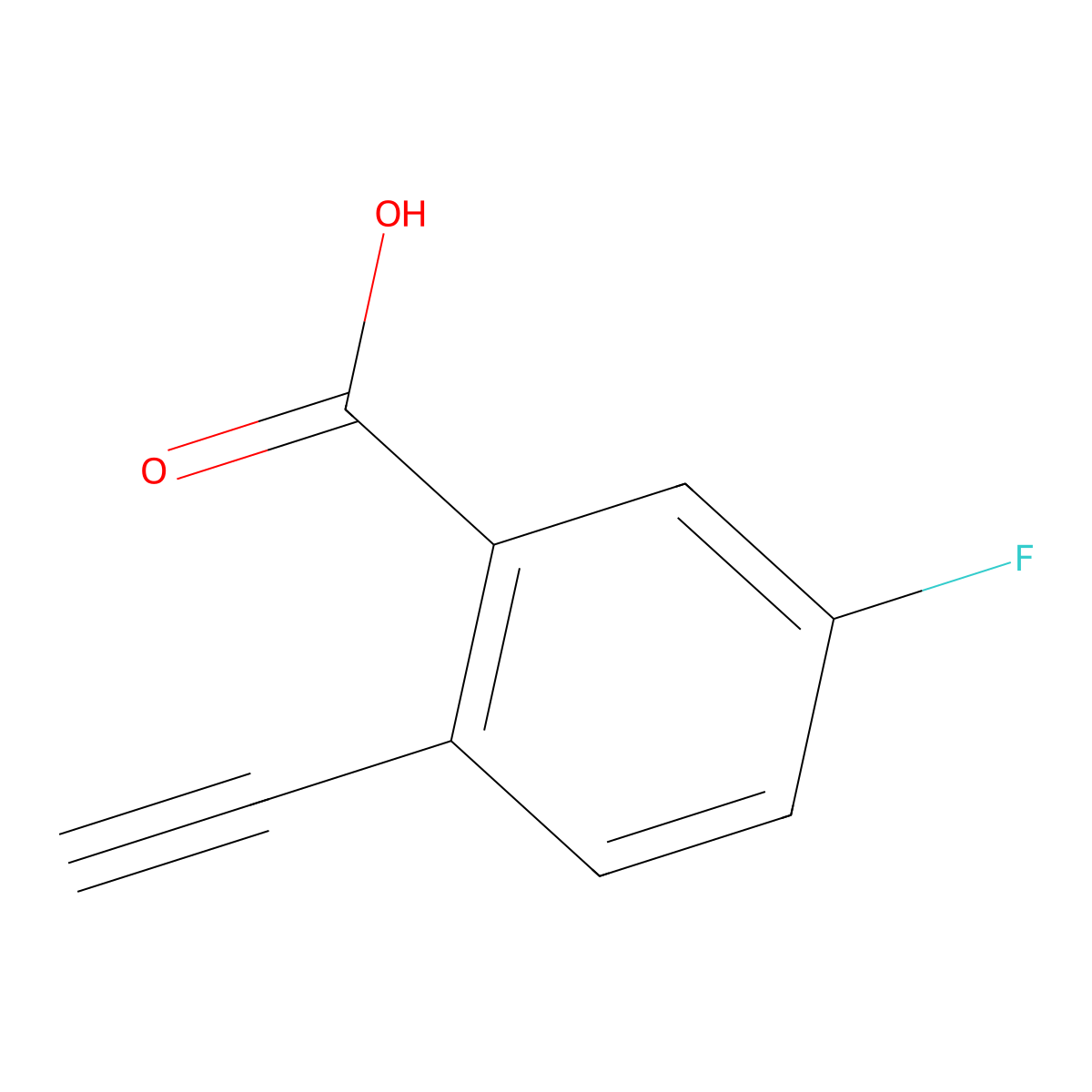 2-Ethynyl-5-fluorobenzoic acid molecular structure, CAS 1850860-05-7