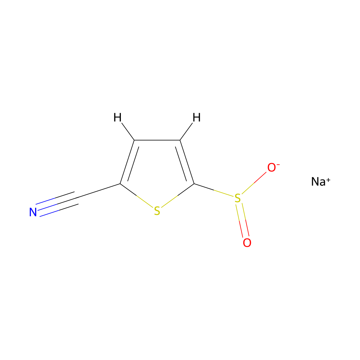 Sodium 5-cyanothiophene-2-sulfinate molecular structure, CAS 1850861-08-3