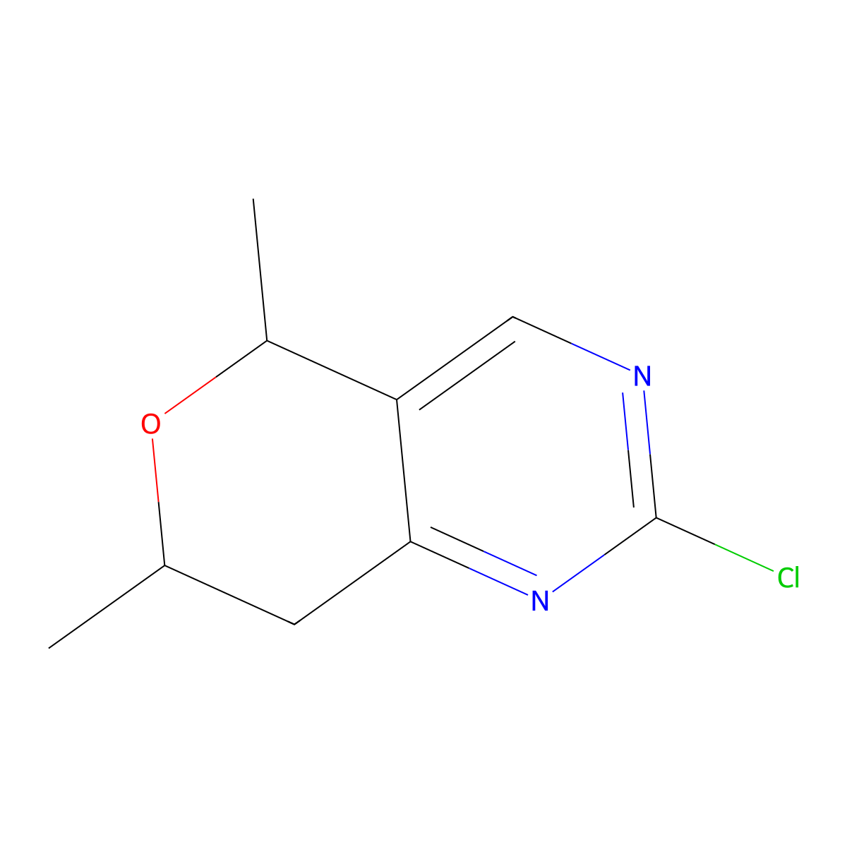 2-Chloro-5,7-dimethyl-5H,7H,8H-pyrano[4,3-d]pyrimidine molecular structure, CAS 1850863-62-5