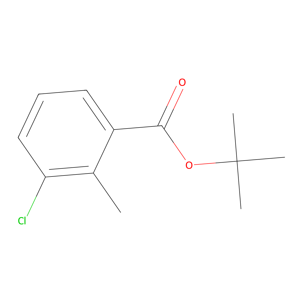 Tert-butyl 3-chloro-2-methylbenzoate molecular structure, CAS 1850929-24-6